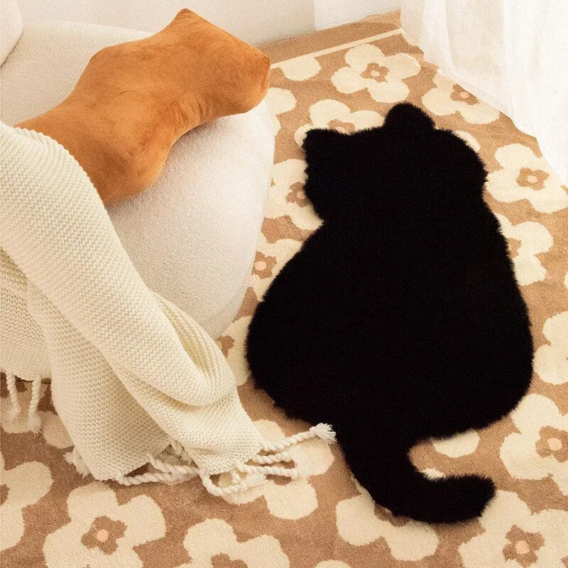Cat Fur Rug / Floor Mat (Black)