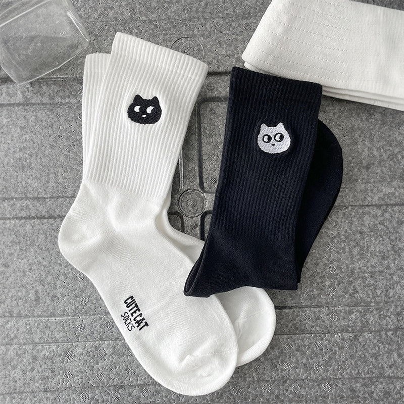 Cute Cat Socks (Black & White)