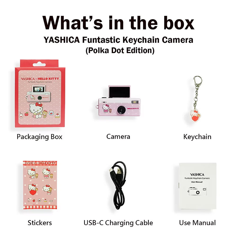 YASHICA x Hello Kitty Funtastic Keychain Camera (Polka Dot Edition)