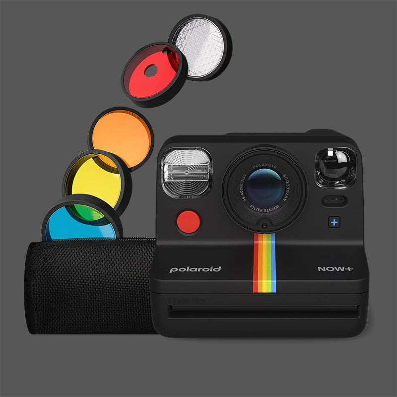 Now+ Gen 2 Instant Camera, White, Bluetooth Now Plus Film Camera with 5  Piece Lens Filter Kit & Pouch, 8 Color Film, Works with Polaroid i-Type and